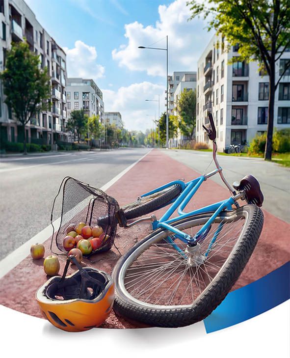 Zniszczony rower leży na ścieżce rowerowej