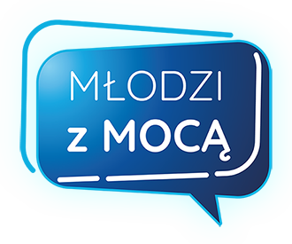 Znak programu Młodzi z mocą w kształcie neonu