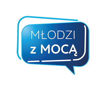 Znak programu Młodzi z mocą w kształcie neonu